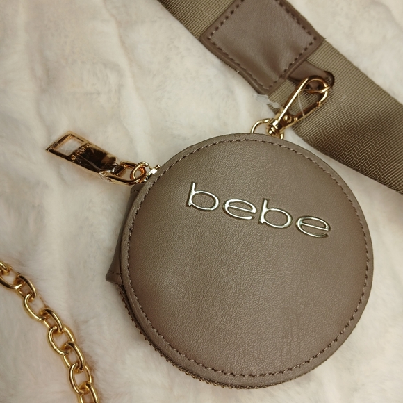 Bebe Taupe Woven Crossbody Bag with Coin Pouch NWT Fall - Picture 12 of 16